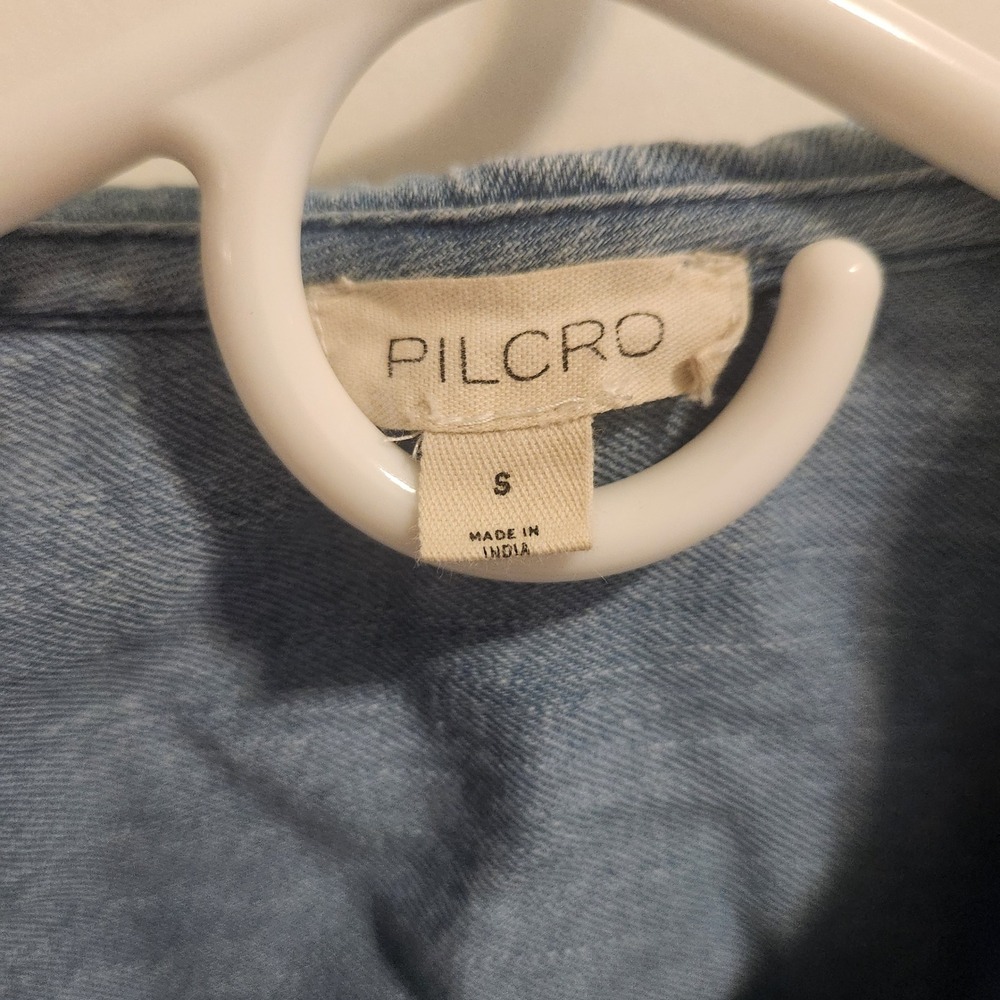 Anthropologie Pilcro The Keira Collared Denim Button Front Shirt Blue Small - Picture 6 of 11